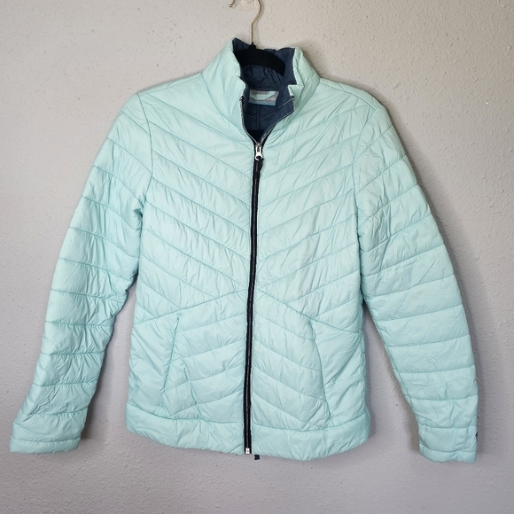 Free Country Womens Lightweight Puffer Jacket S Small Blue Zipper Mint Teal - Picture 1 of 13